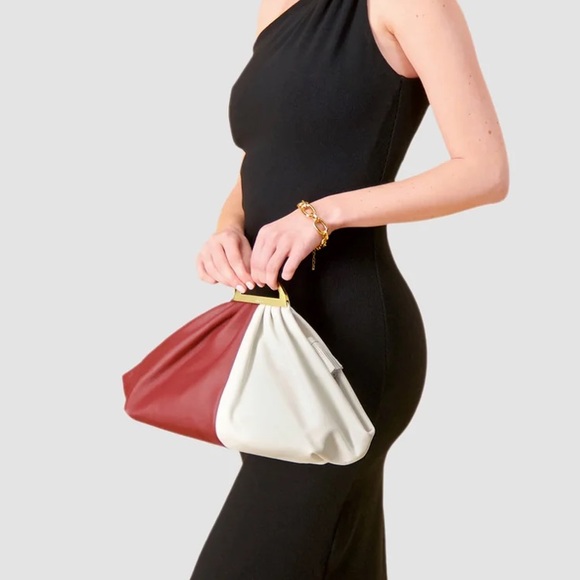 THE VOLON WINE/WHITE GABI HANDBAG - Picture 12 of 13
